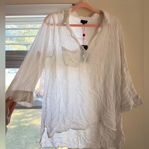 South Beach White Sheer Button Down Cover Up Size M Swim Beach Dress